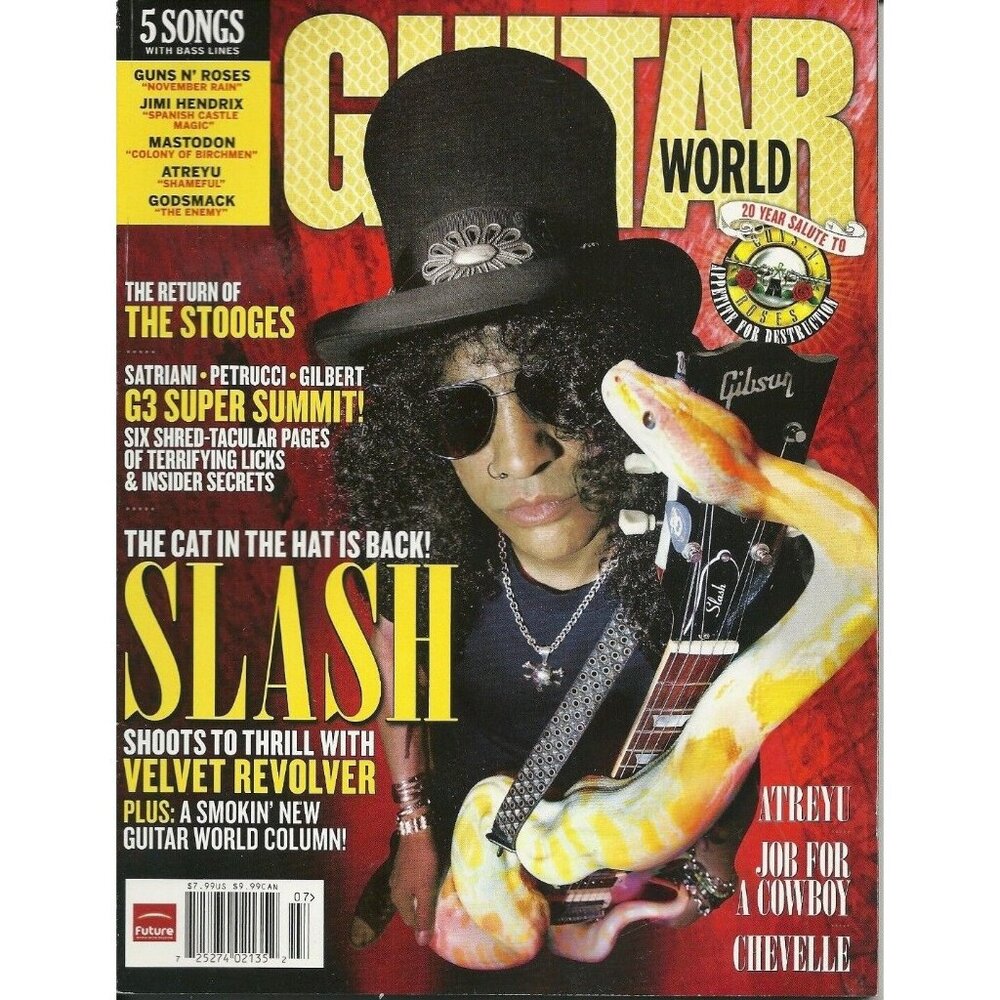 Guitar World Magazine July 2007 Slash Atreyu Chevelle Velvet Revolver
